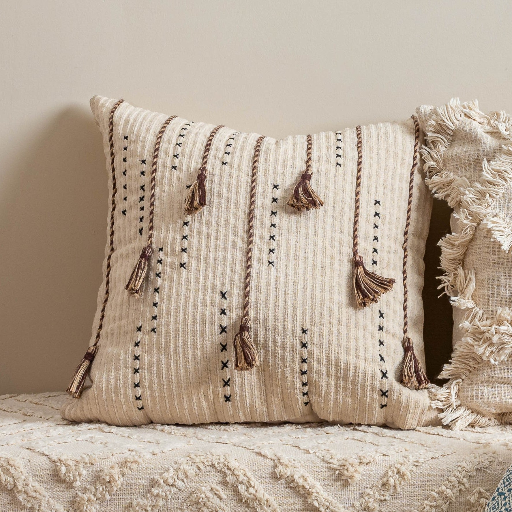 Braided Tassel Cushion Cover