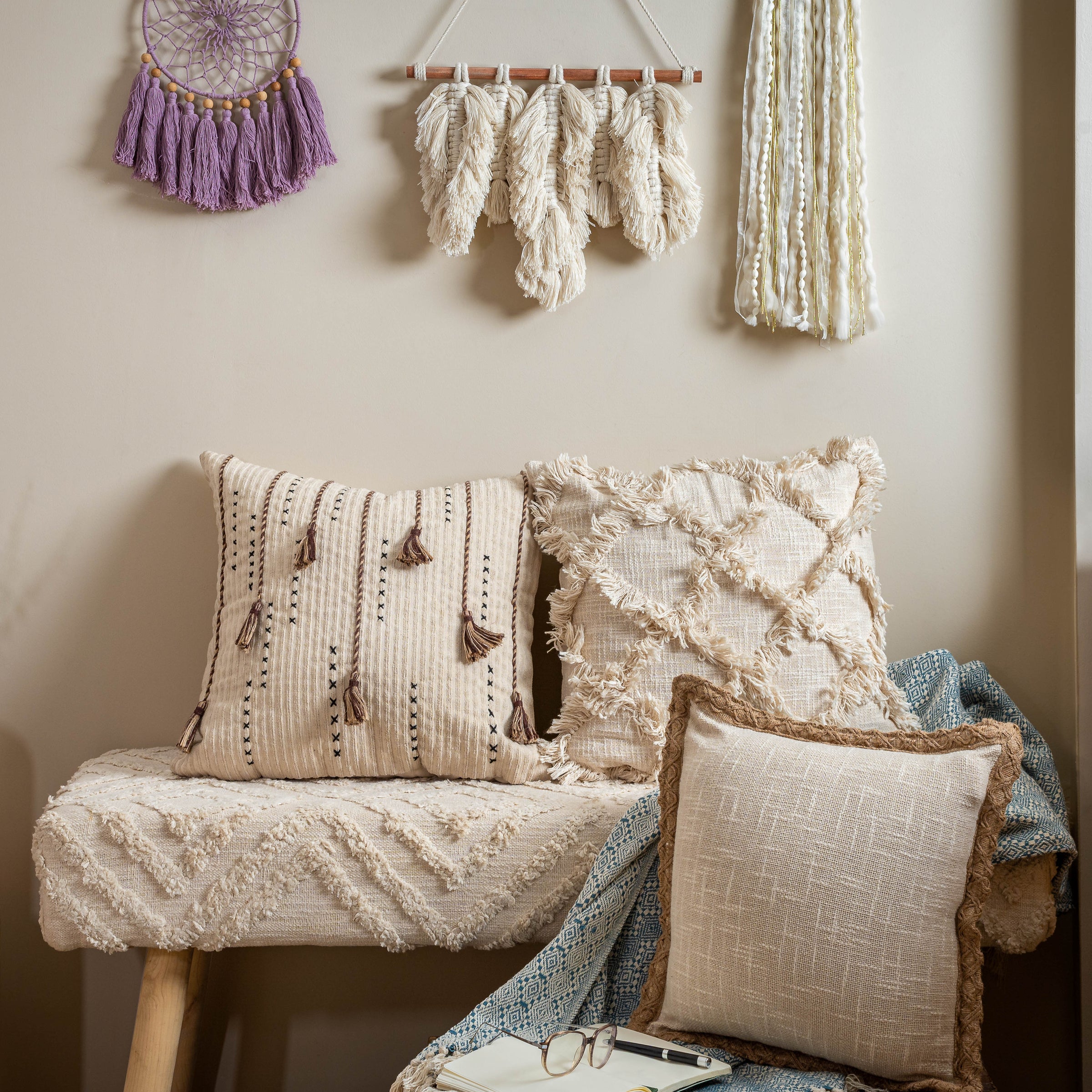 Braided Tassel Cushion Cover