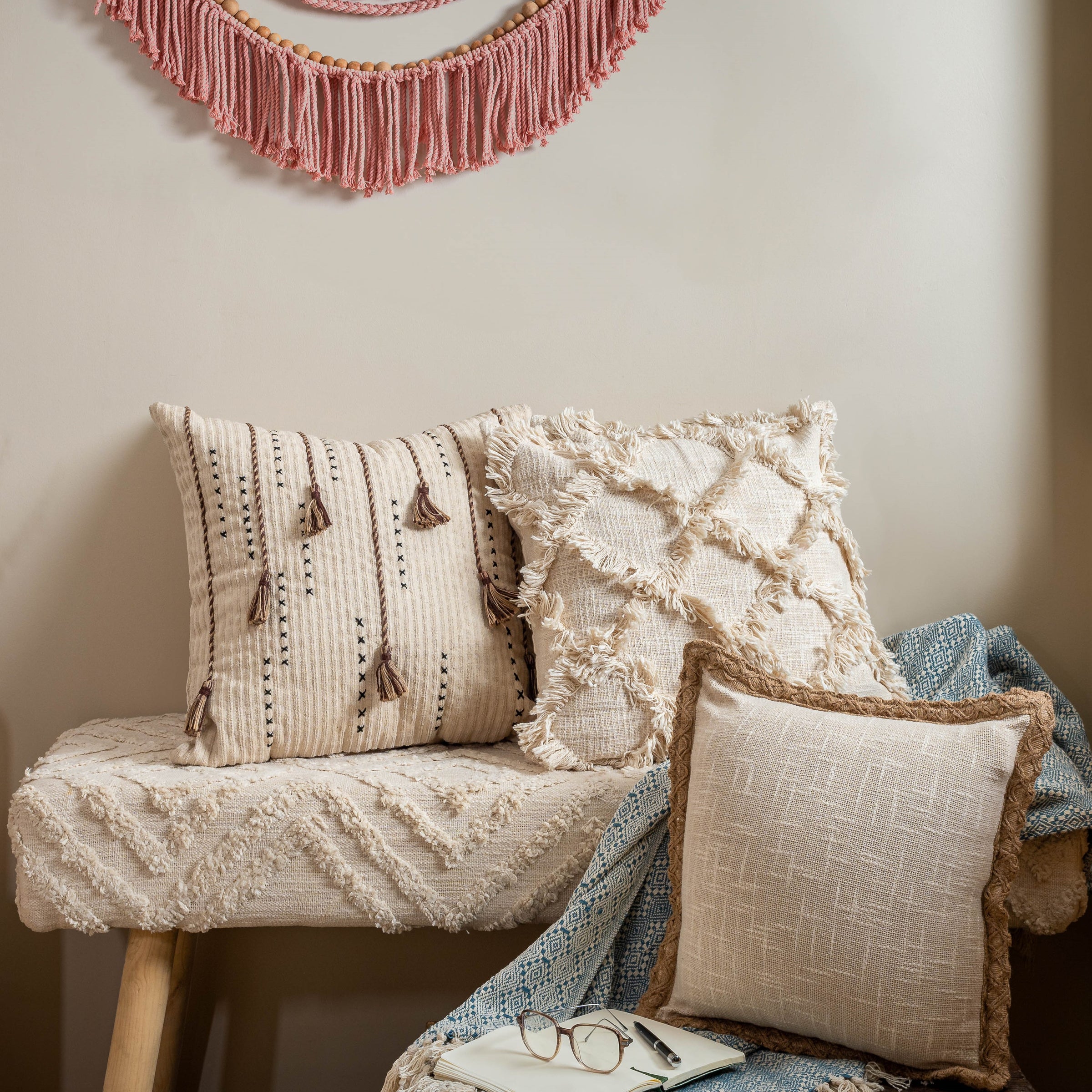 Braided Tassel Cushion Cover