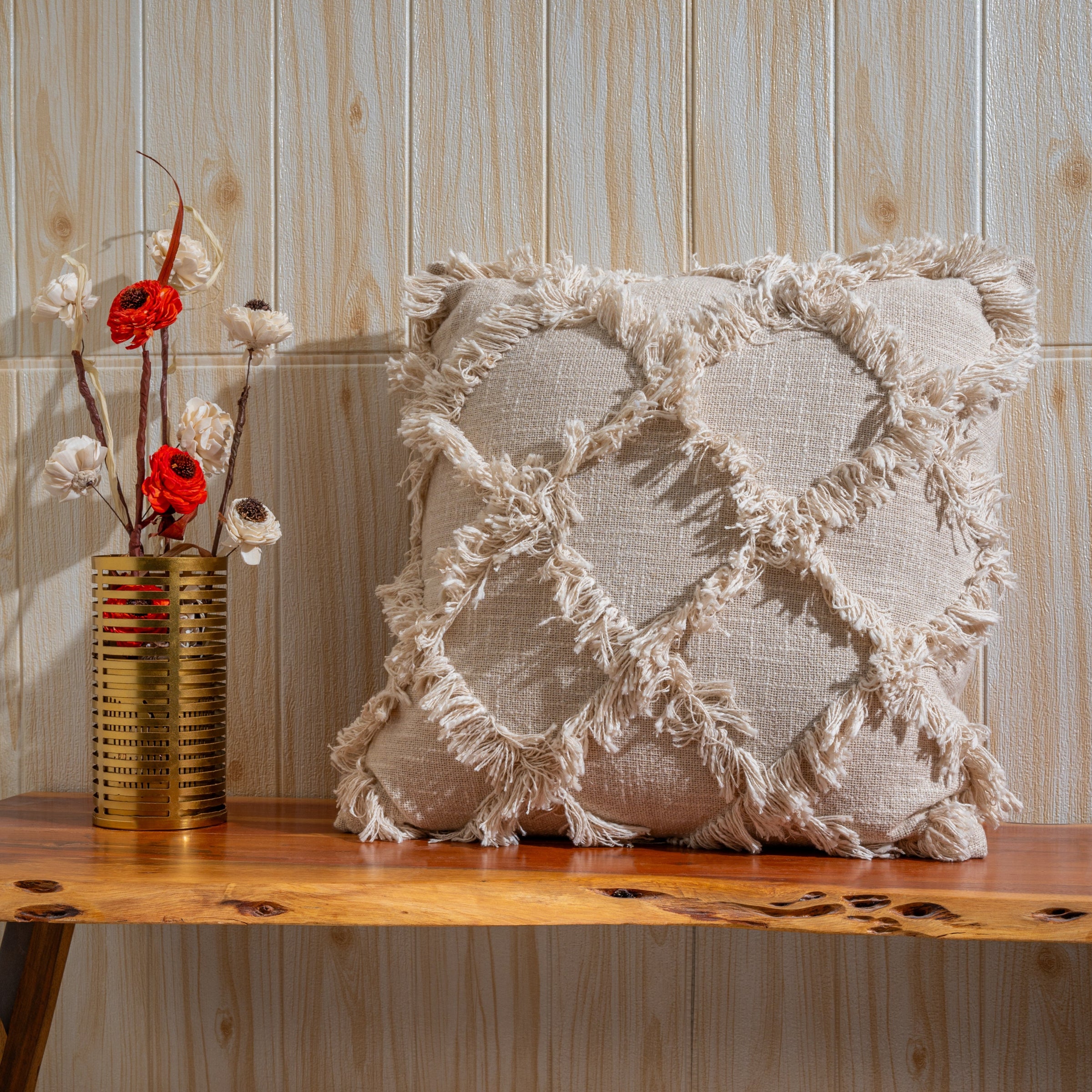 Diamond Fringe Cushion Cover